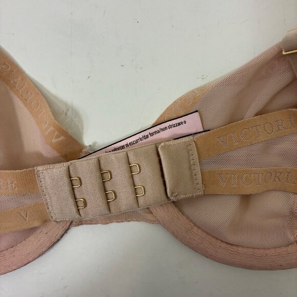 Victoria's Secret Mesh Bralette 36B Nude Sheer Logo Band - Picture 7 of 7
